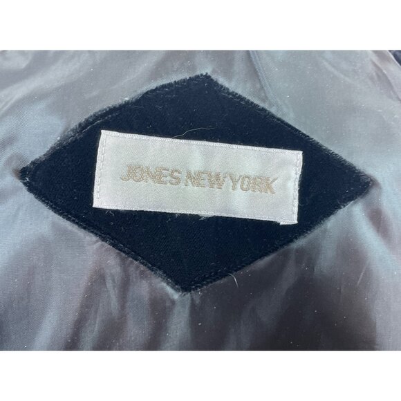 Jones New York Black Velvet Jacket W/ Collar & Gold Zippered Pockets - Picture 7 of 9